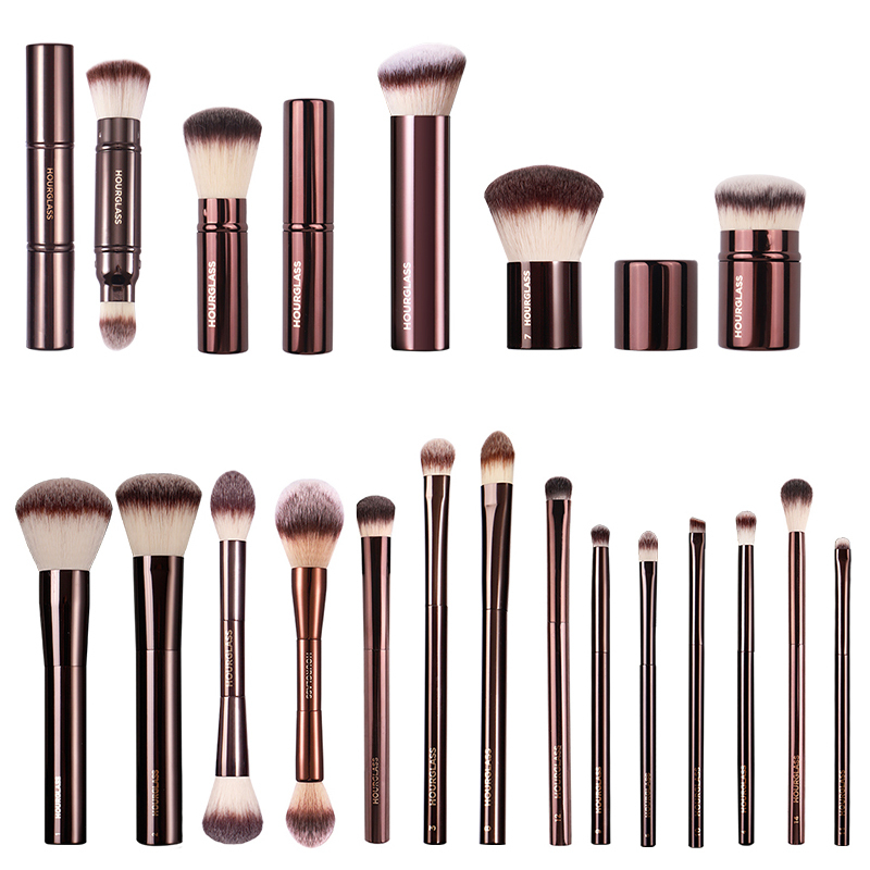 HG 19Pcs Hourglass Series Aluminium handle ferrule Vegan professional luxury makeup brushes Factory wholesale Spot sale