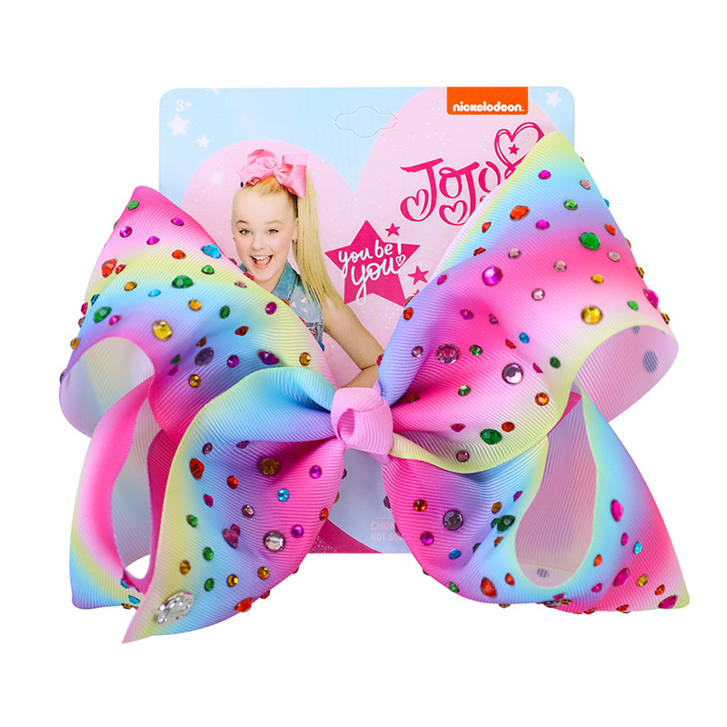 Бесплатная доставка от двери до двери "jojo siwa bows 8 дюймов композитная пряжа лента для волос Луки с заколки для волос аксессуары