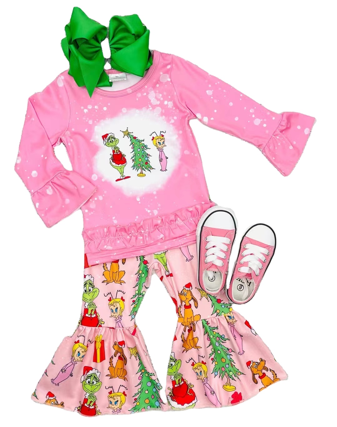 Latest young Girls Clothing Sets Kids fall winter christmas bell-bottoms Outfits pink Toddler Baby Girl Clothes sets