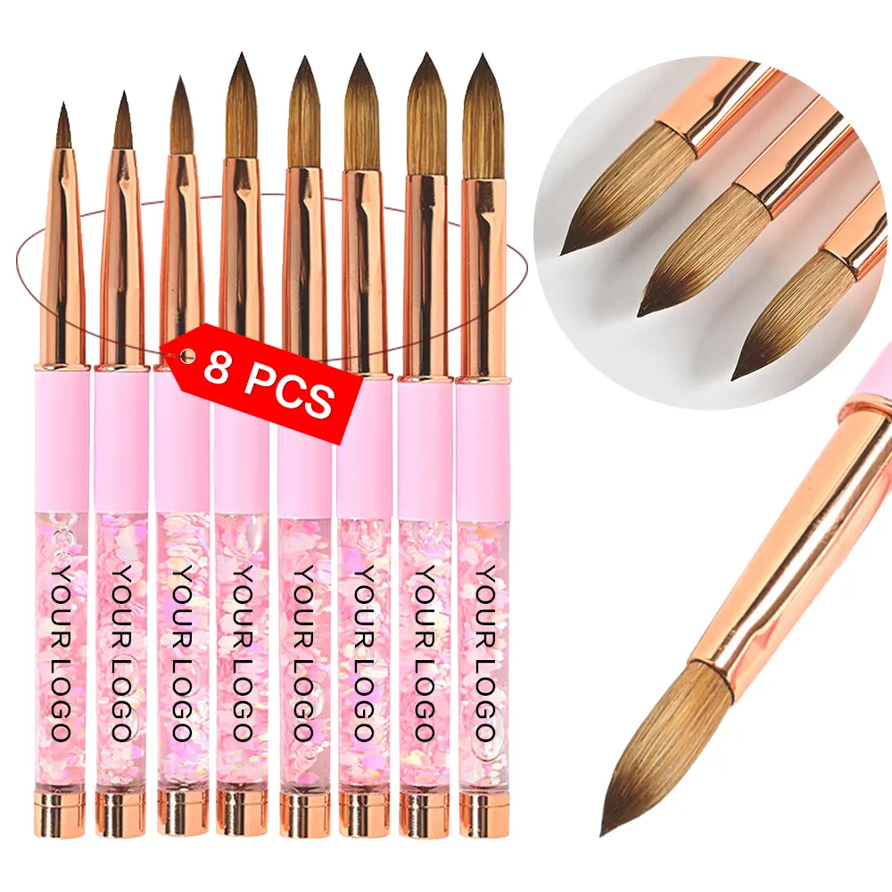 Cloverfei Nail Art Acrylic Nail Powder Brush 100 % Kolinsky Acrylic Nail Brush Crystal Handle