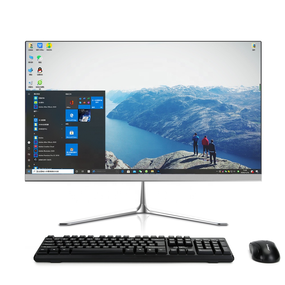 2021 Горячая 23,8 дюймов сенсорный экран все в одном ПК 1920*1080 HD Win10 Dual Core i3 3rd 3 Gen 4 Гб + 128 Гб SSD мини настольный компьютер для домашнего офиса