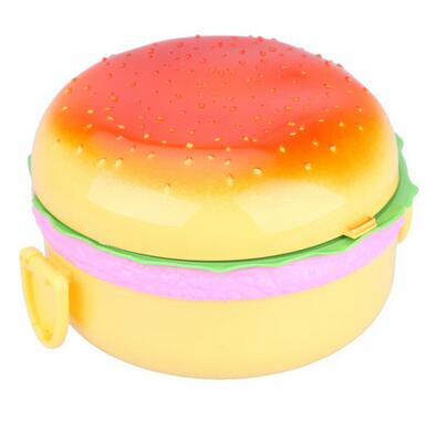New Cute Hamburger Double Tier Lunch Box Bento Lunch Box Children School Food Container Tableware Set with Fork Kids