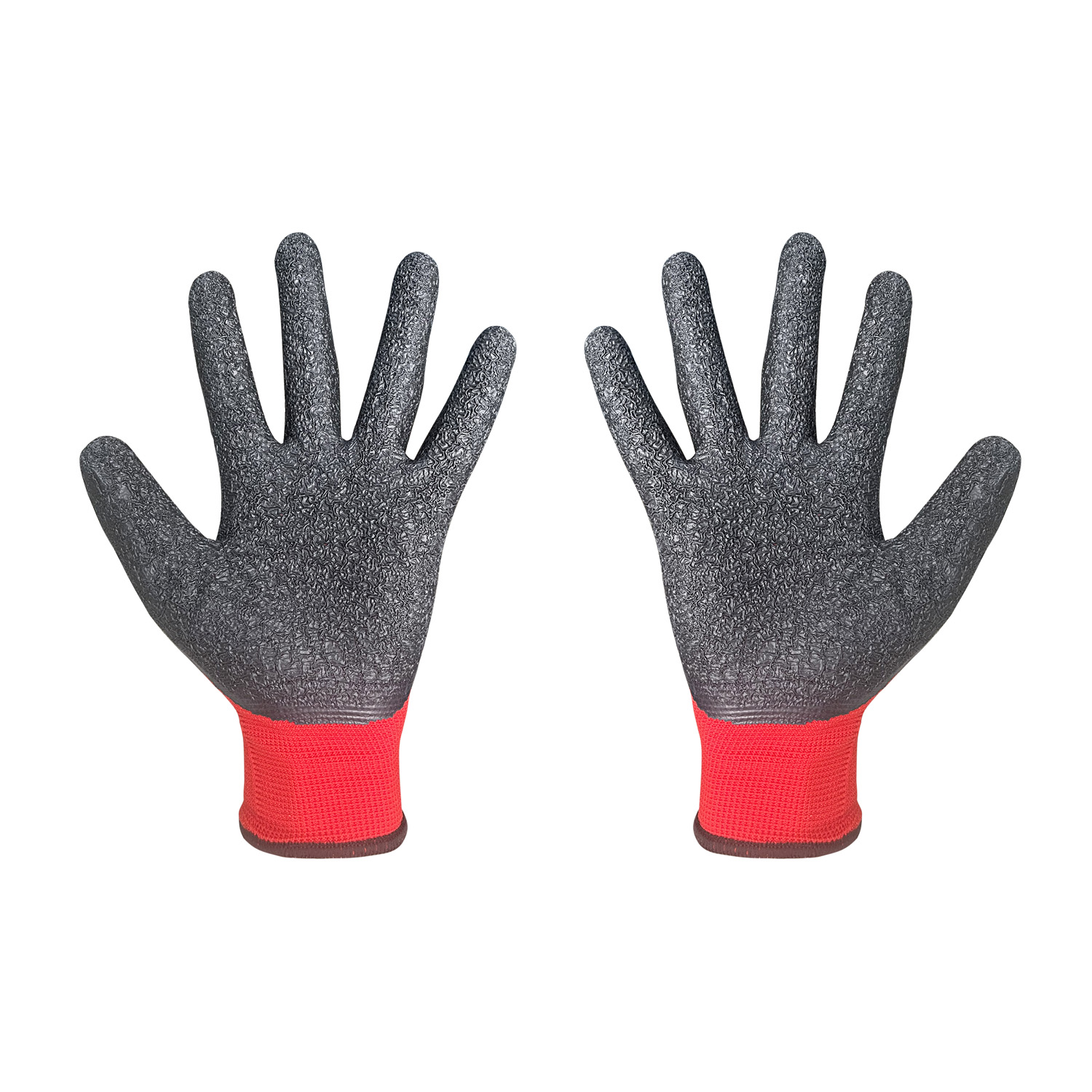 Cheap 13 Gauge Cotton Liner Dipped Latex Coated Crinkle Work Safety Gloves For Construction