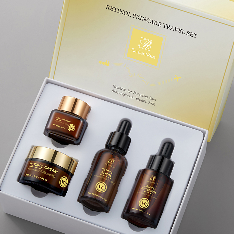 RadiantRise Wholesale Witch Hazel Lactobionic Acid Kojic Vitamin C Retinol Skincare Travel Set Face Serum Cream Skin Care Set