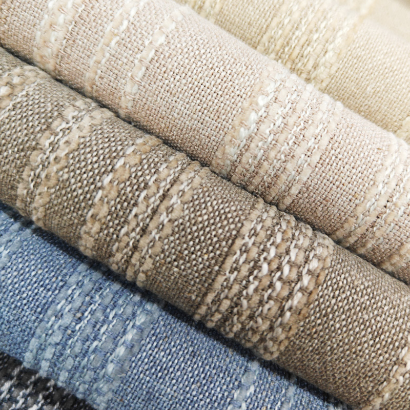 Ready Stock Jacquard Home Deco Eco-Friendly Linen Cotton Polyester Blackout Curtain Fabric Living Room Yarn Dyed Woven Roll