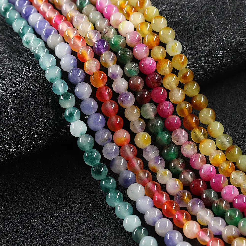 High quality DIY accessories colorful gemstone jewelry 6mm natural jade stone beads