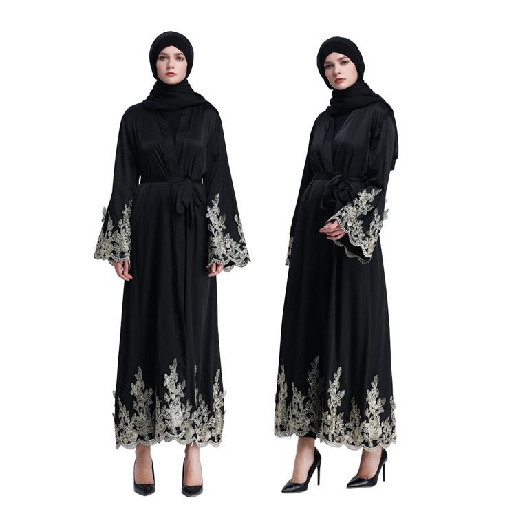 New Islamic Clothing Women Dubai Arabic Style Muslim Prom Dresses Open Abaya Black Jubah Abaya Long Robe Muslim Dress