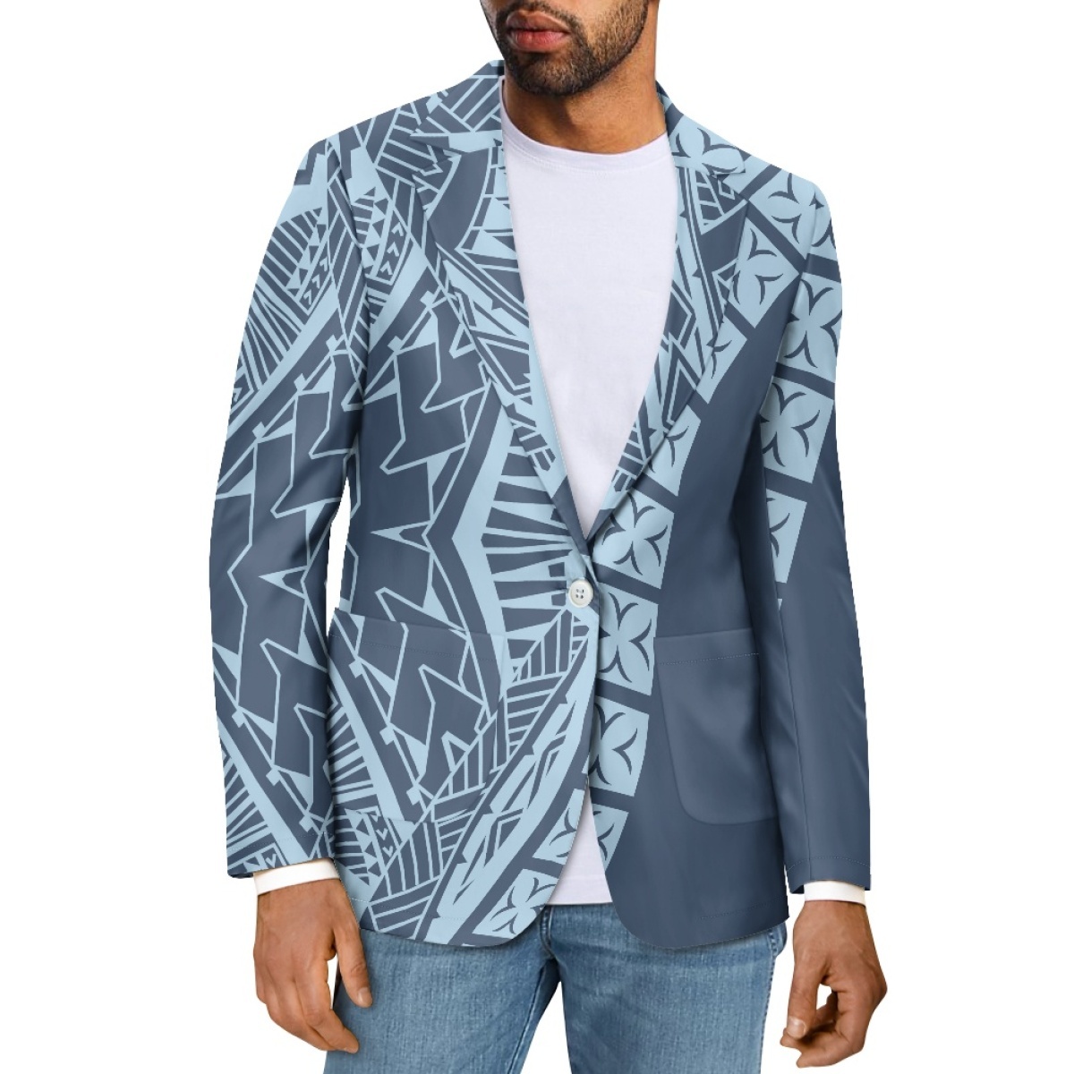 3D Digital Sublimation Print Custom Polynesian Style Pattern Plus Size Men's Business Casual Suit Jacket Print On Demand