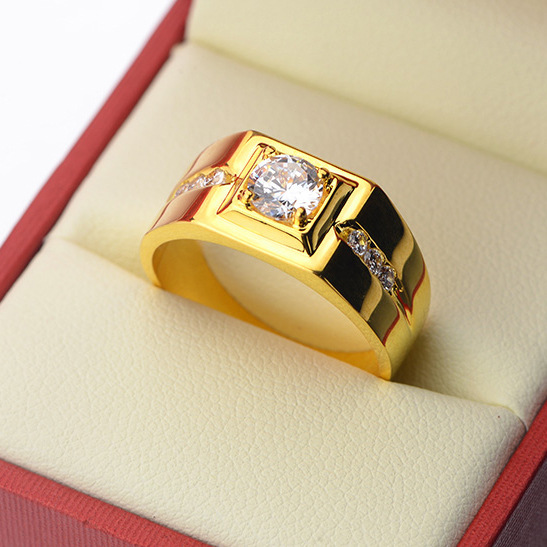 ARM10002 Gentlemanly 24k позолоченное цветное кольцо Мужские кольца с имитацией бриллиантов для мужчин