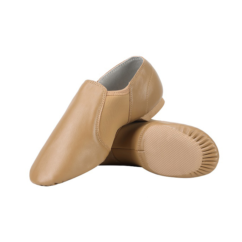 Black Brown Dance Training PU Leather Upper Slip-on Jazz Shoe for Women and Men's Dance Shoes