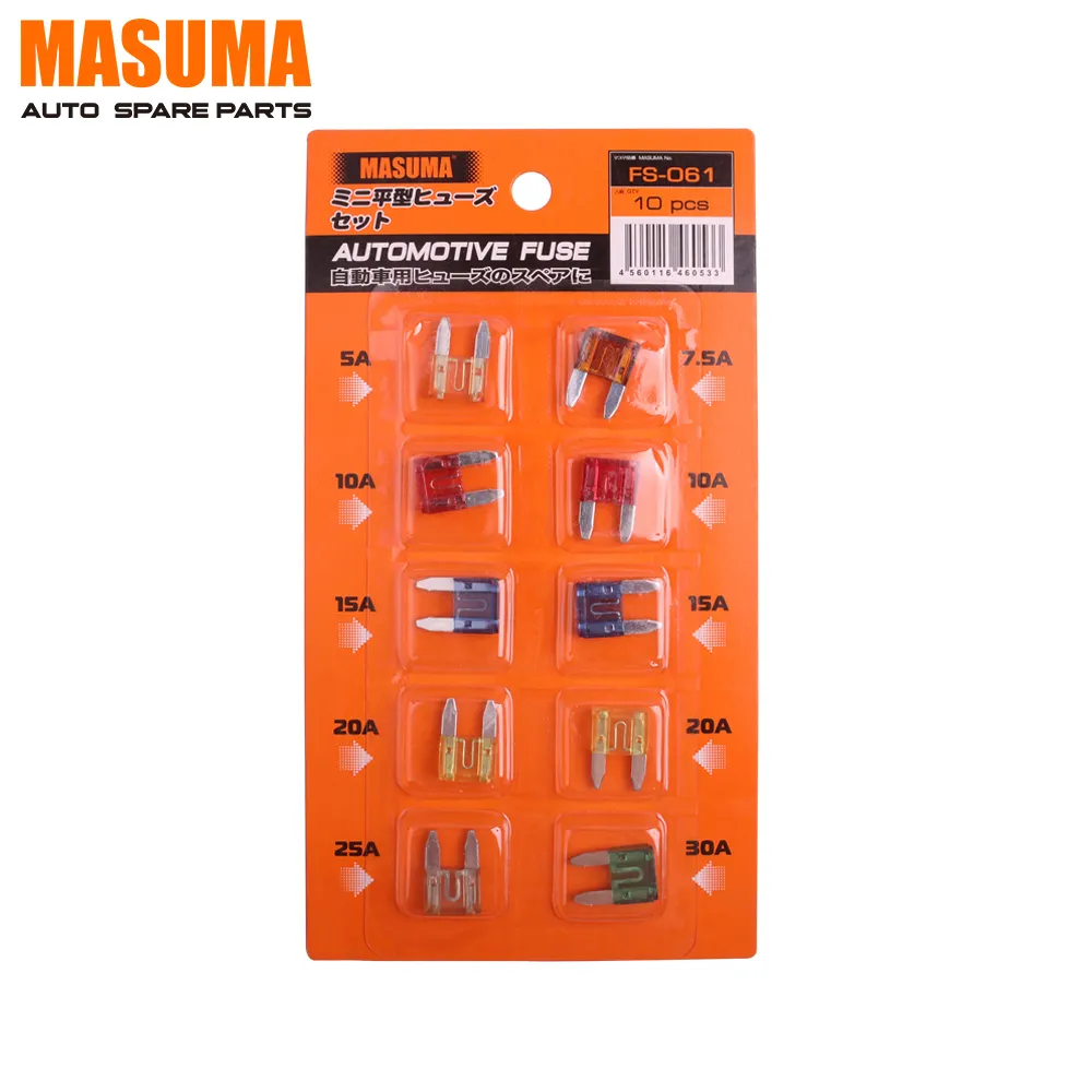 FS-061 50-30A colorful 10 pcs MASUMA Car Automotive Fuses Standard Blade