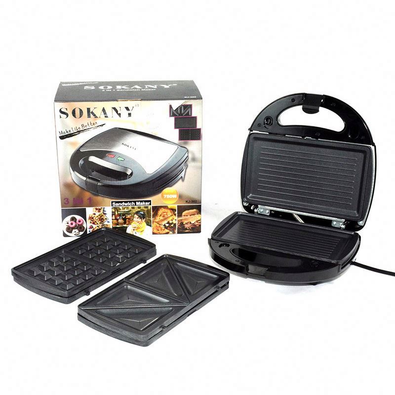 SOKANY 3 In 1 Electric Sandwich Maker Waffle Maker panini Breakfast Machine KJ302