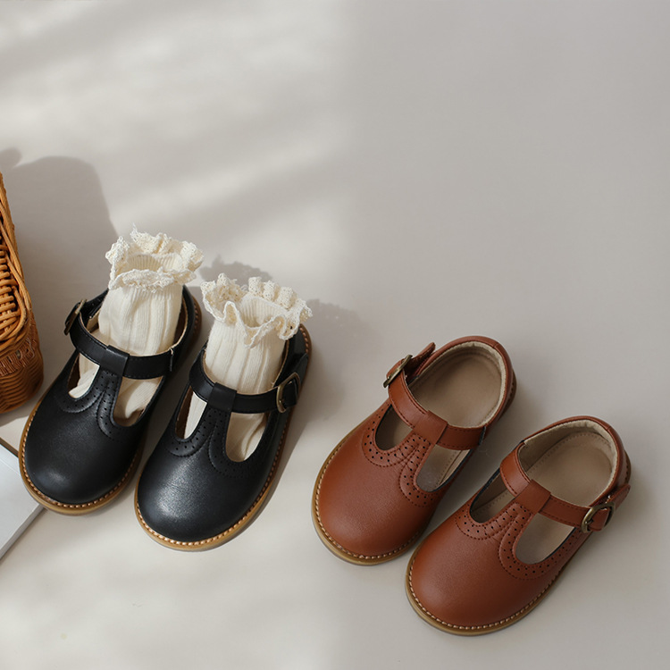 2020 new girl temperament retro princess small leather shoes children's single shoes soft sole grandma shoes