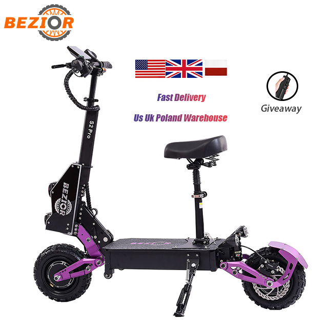 Новое поступление мощный bezior S2 Pro E скутер 1200 Вт Двойной Мотор 11 дюймов колеса с толстыми покрышками складной электрический скутер