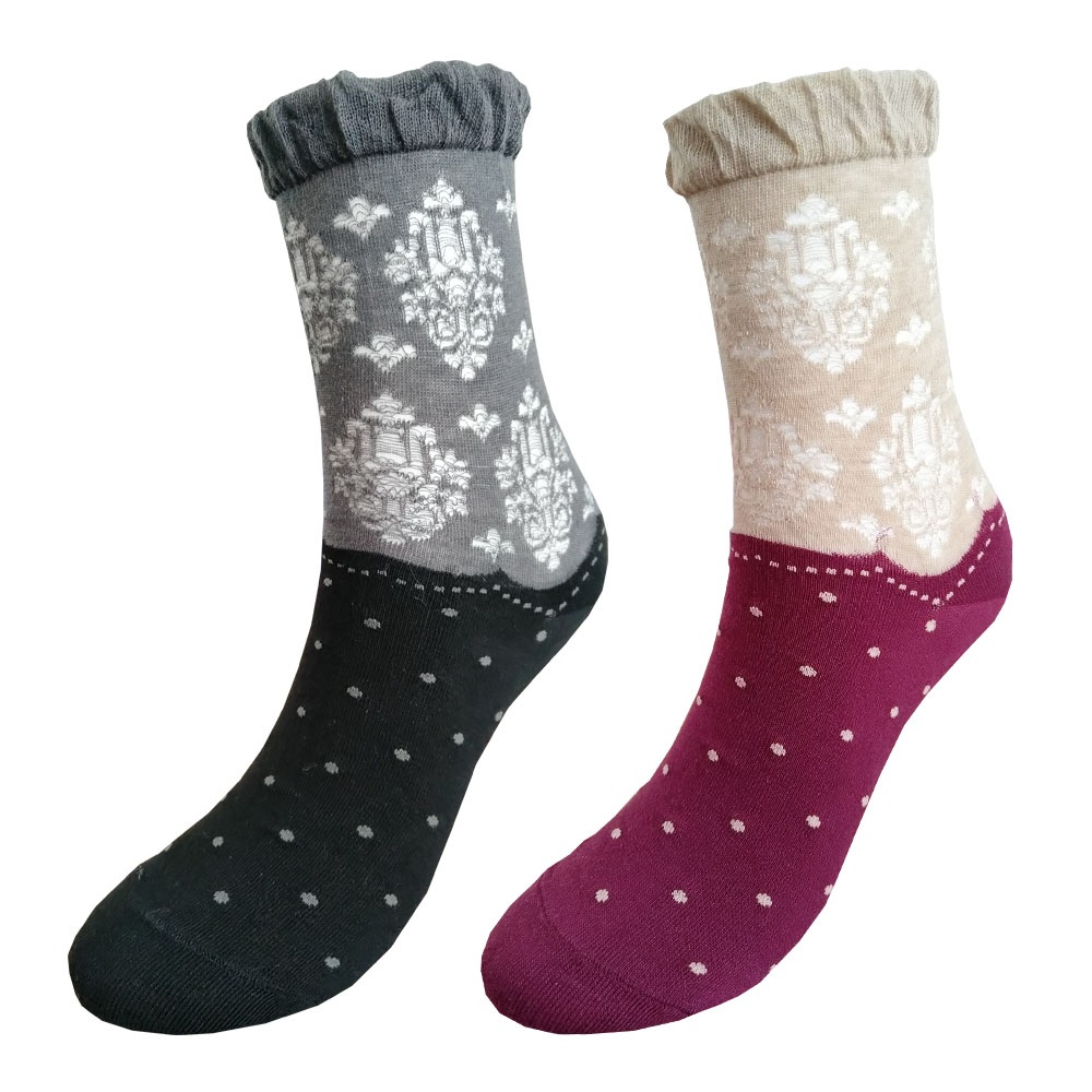 100% cotton comfort top mesh decorative fashion crew socks for women