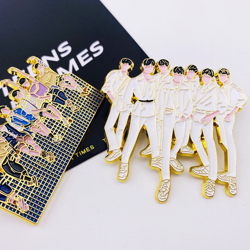 BTS hot sale personalized gold plated custom kpop character soft enamel pin