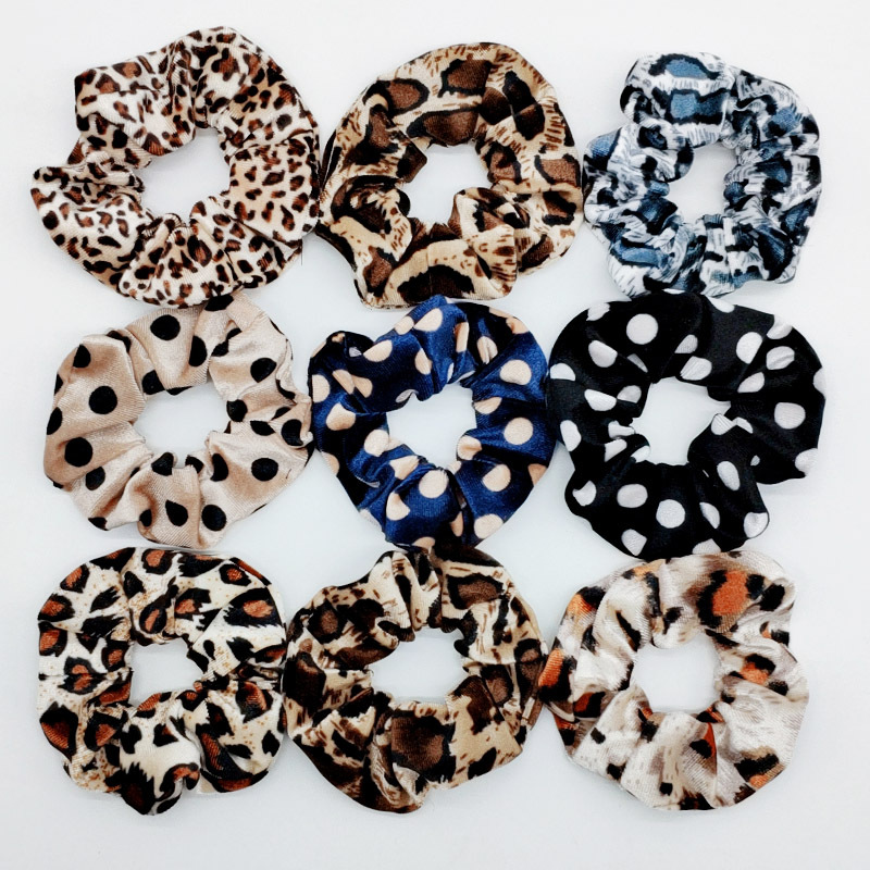 9 видов цветов зима Cheetah печати горошек Scrunchie Упругие резинки для волос конский хвост держатель Бархат Leopard волос Scrunchie