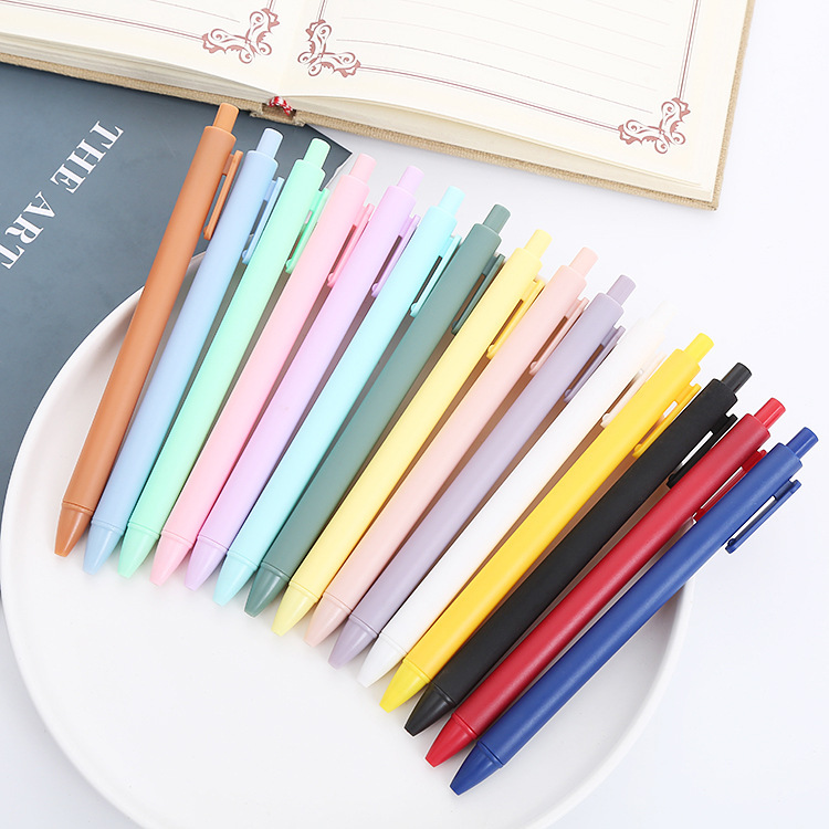 Retractable Ballpoint Pen With Logo Multicolor Macaron Promotion Plastic Morandi Gel Ink Pen Custom Logo For Gift