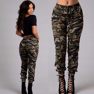 Women S-3Xl digital printed army fatigue cargo pants