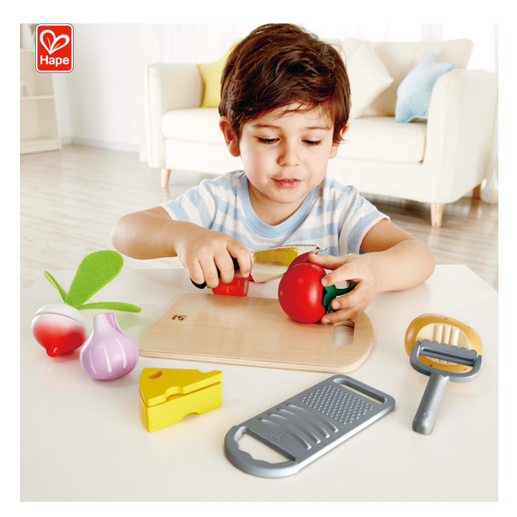 Hape новый дизайн ролевые игры кухонный набор еда приготовления пищи первой необходимости игрушки режущие игрушки кухня