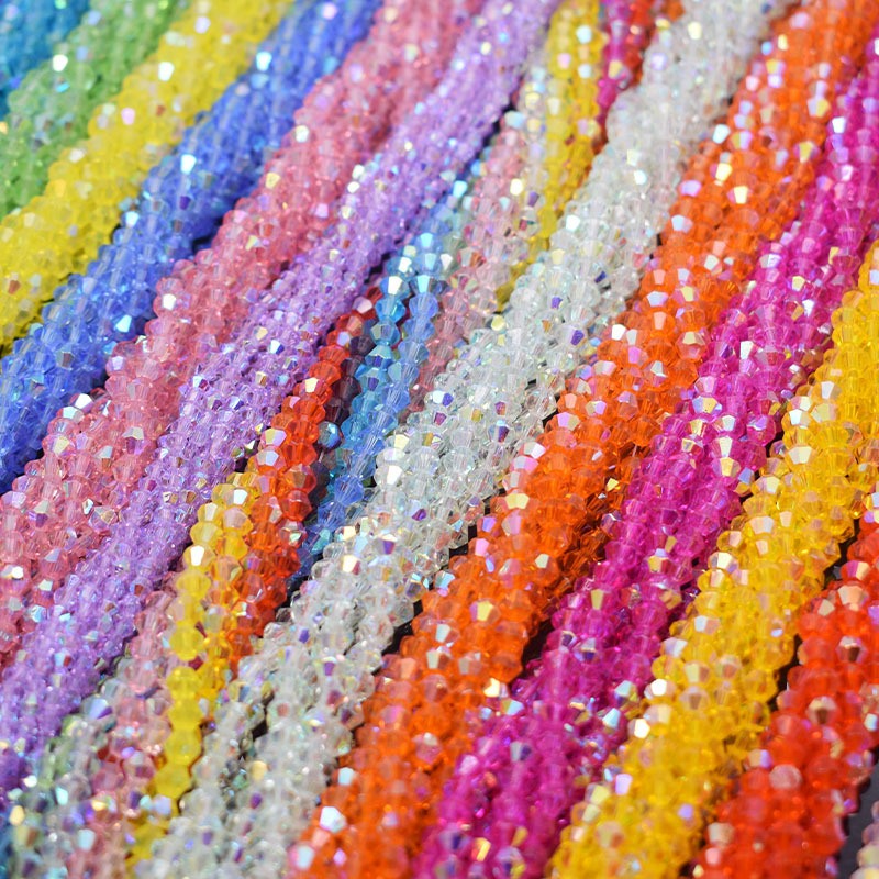 4mm 90pcs Half AB Color Bicone Crystal Glass Beads Loose Spacer Beads Austria Faceted Crystal Beads for Jewelry Making DIY