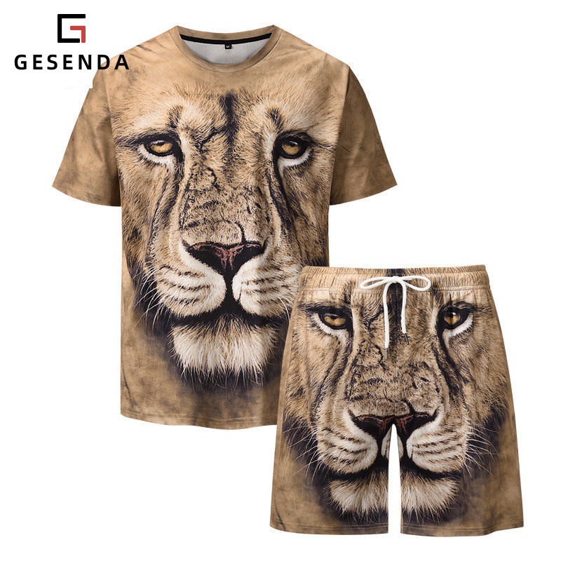 2021 New Arrival Gym Sweat Matching Custom Short Sets Summer Causal Printed Biker Shirt And Shorts Set For Men