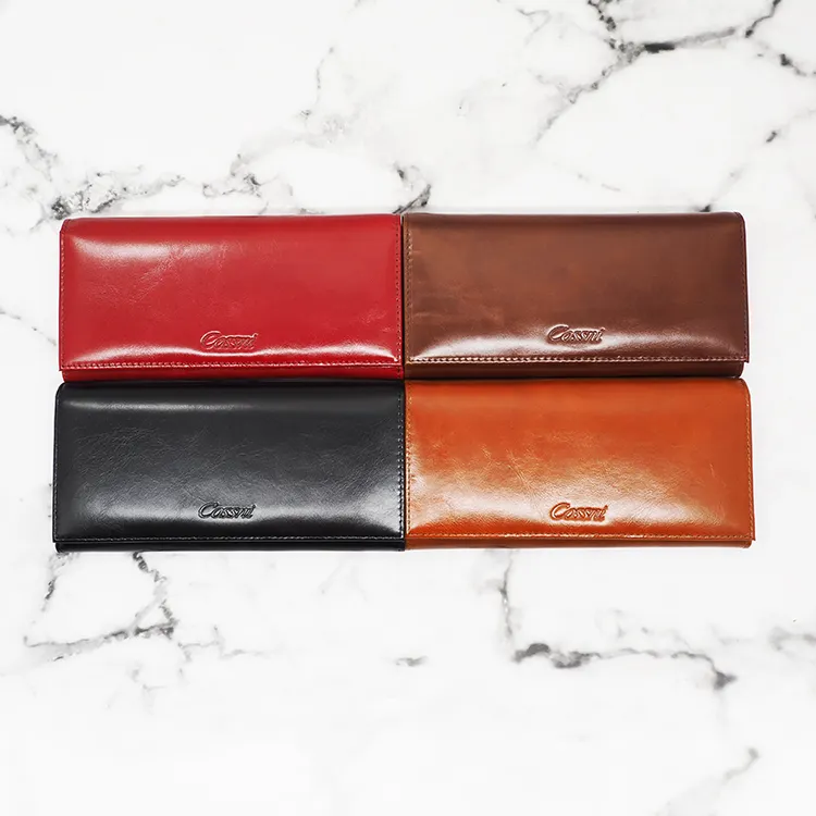 Designer Full Grain Genuine Leather Long Wallet Custom Leather Wallet For Women