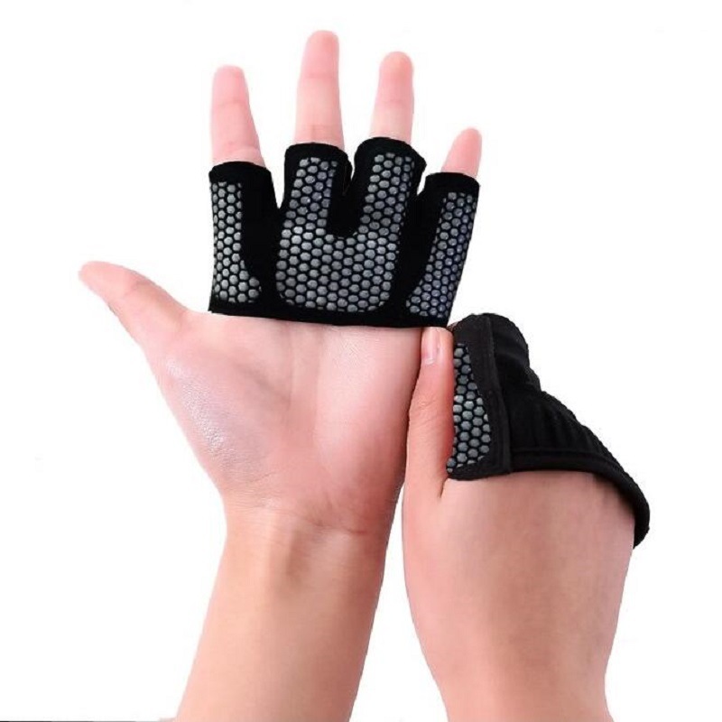 Yoga Half Finger Gloves Fitness Barbell Weight Lifting Gloves Breathable Non-slip Palm Four Finger Half Finger Gloves