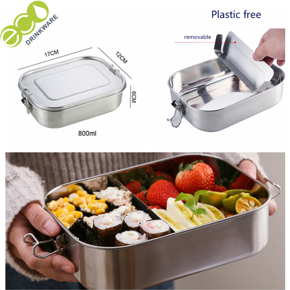 GF005 plastic free metal 304 stainless steel tiffin mens bento kimchi container inox personalized stainless steel lunch box