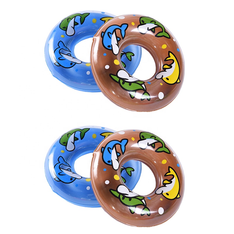 Inflatable Pool Floats Floating Toys Kids Bath Toy Set Dolls Swimming Ring Plastic Mini Printed Inflatable Swim Tube Tiny Size
