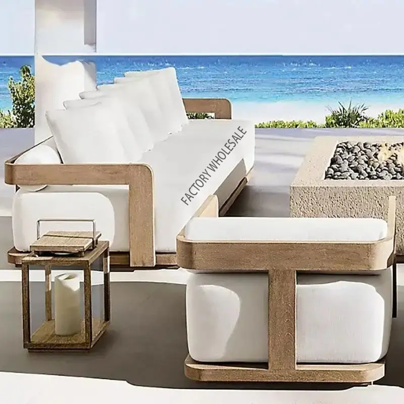 Garden Sofa Set Patio Outdoor Furniture Teak set Sun Pool Solid wood modern outdoor furniture