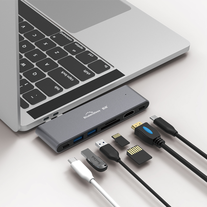 USB-концентратор 7 портов USB-концентратор Тип C 4K адаптер Ethernet-концентратор док-станция для ноутбука Macbook Pro