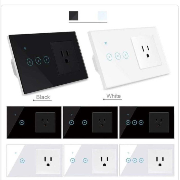 Настенный выключатель WIFI tuya smart life, универсальная розетка, 1, 2, 3 клавиши, с Schuko, США