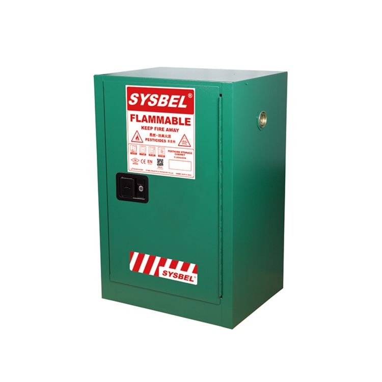 SYSBEL FM, соответствует стандарту OSHA, 12 галлонов, 45 л, 1 дверь, зеленый шкаф для хранения пестицидов и химикатов для лабораторий