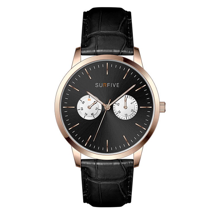 Wholesale Christimas Gift Low MOQ rose gold 3 ATM waterproof brand luxury men genuine strap men's wrist watches