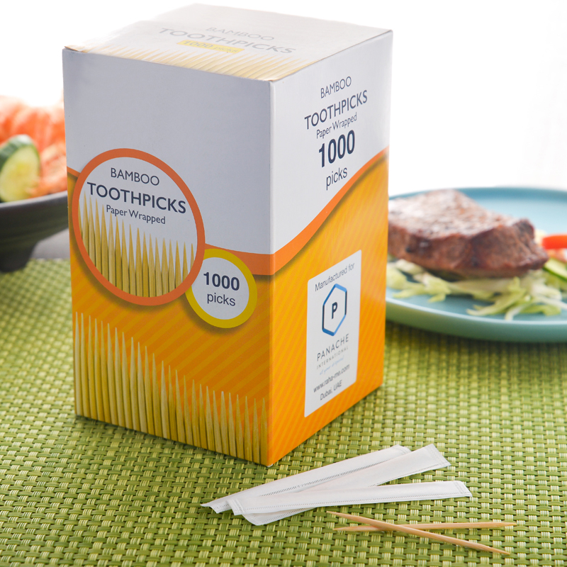 Bamboo Wooden Paper Cello Wrapped Toothpicks