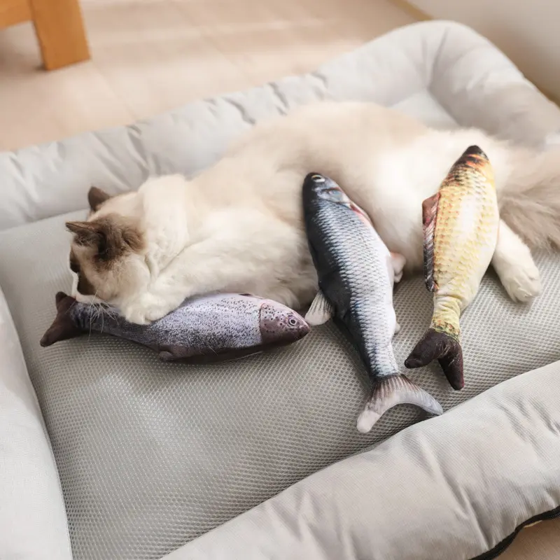 Hot Selling Cheap Custom Electric Auto-moving Bite Resistant Felt Pet Suppliers Cat Toy Fish
