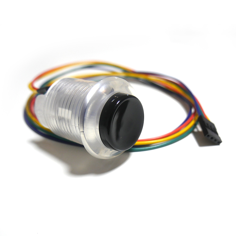 28mm Arcade RGB LED Illuminated Button 5V Black Concave Top Gold Leaf Start Button Switch for Arcade Console Parts Cabinet Kit