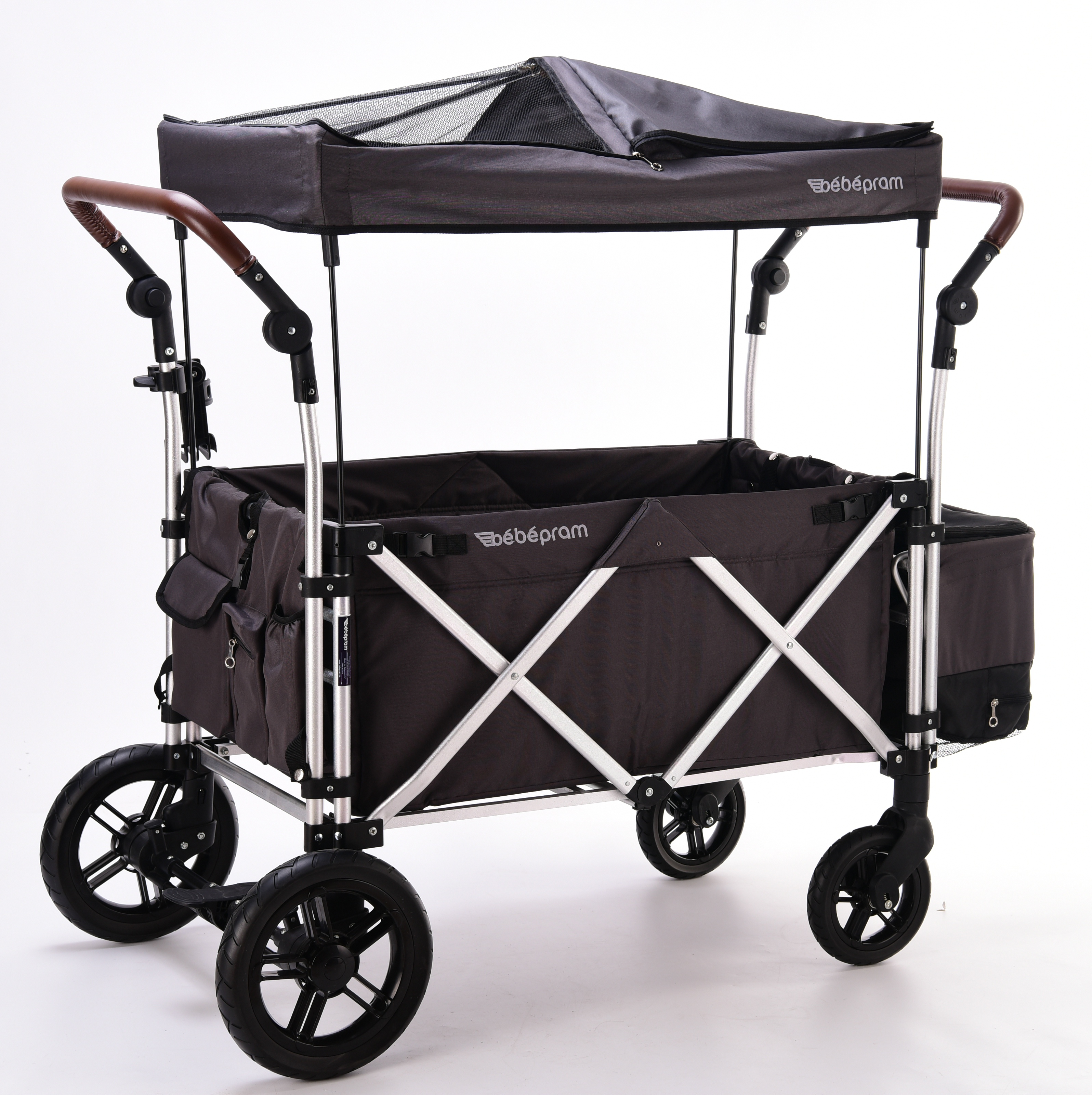 2 Two Seats Push Pull Chairs Baby Stroller Waggon Twin Double Kids Stroller Wagon