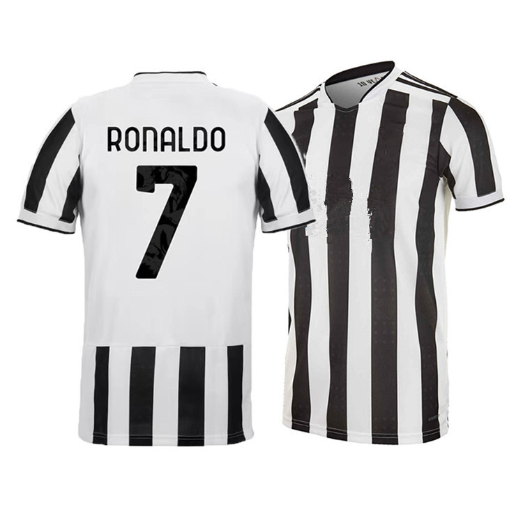 Custom European Italy Club Cristiano Ronaldo Short Sleeve Sport Football t-Shirts White Stripe Jersey Soccer Uniform Messi shirt