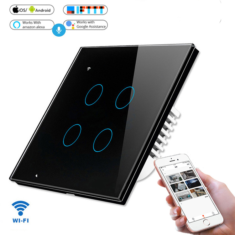 EU/UK Tuya 4 Gang 2 Way Smart Wireless Wifi Touch настенный выключатель/Smart Wifi выключатель света