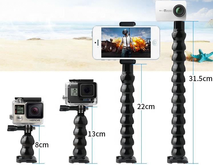 Аксессуары для камеры Go Pro челюстей Flex Clamp «гусиная шея» раздвижная штанга 2/4/8/12 суставов штатив для экшн-камеры Gopro Hero 7 6 5 SJCAM спортивной экшн-камеры XIAOMI YI 4k Экшн-камера