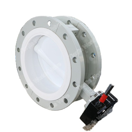 Dn 100 150 200 300 PTFE двухфланцевый клапан-бабочка с червячной шестерней, Фланцевое соединение клапана-бабочки