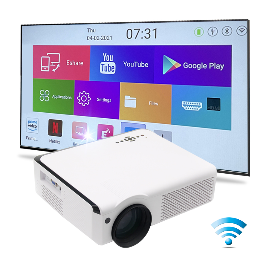LCD High Brightness Wifi Projector Mini Portable 15000 Lumens Pc Projector 4K Native Mobile Movie Theater 1080P Projector