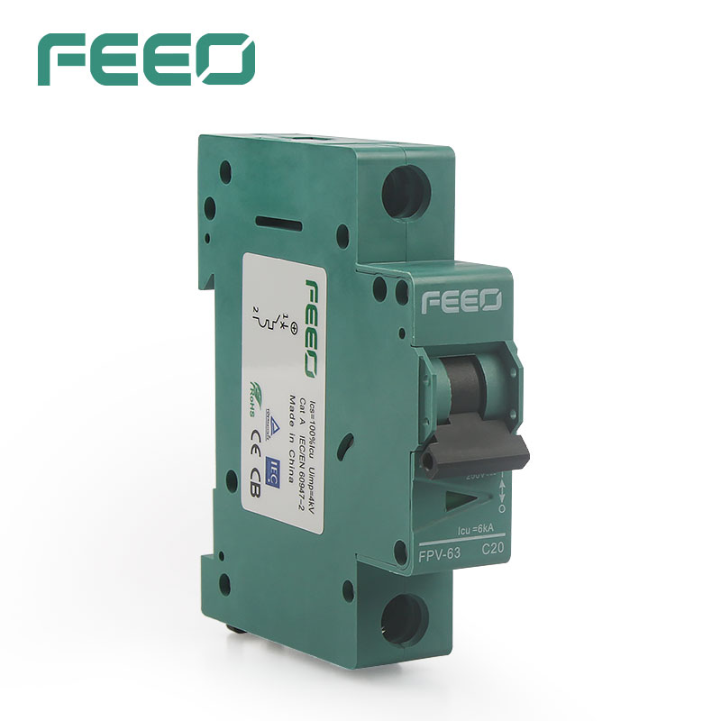 Feeo DC Автоматический выключатель MCB 1P 250A 1-63A короткие в настоящее время защита FPV-63 6KA