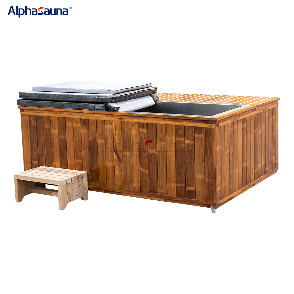 Alphasauna Wooden Outdoor Cold Plunge Tub Set And System Indoor Commercial Portable Wood Barrel Ice Water Plunge Tub