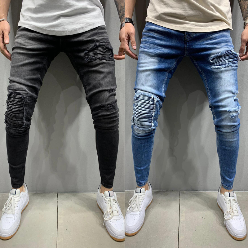 2021 new coming fashion men long pants cheap high quality washed ripped men jeans
