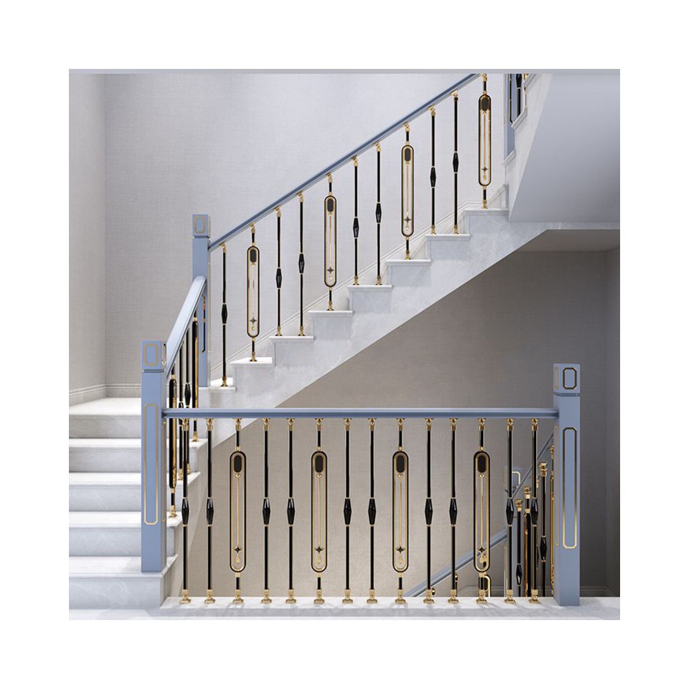 Indoor High Quality Post Modern Luxury Aluminium Railings Steel Material with Metal Stair Part
