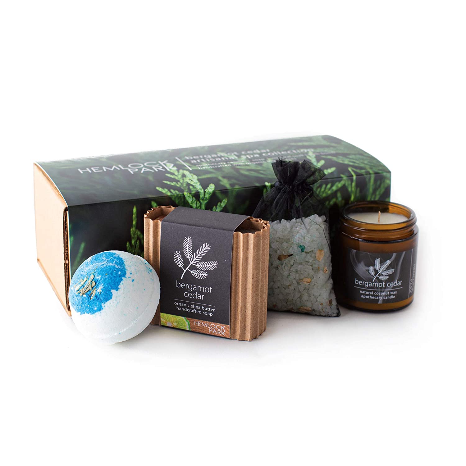 Artisanal Spa Collection | Apothecary Candle Shea Butter Soa Bath Bomb Mineral Salt Bath Soak | Handcrafted with Organic Ingredi