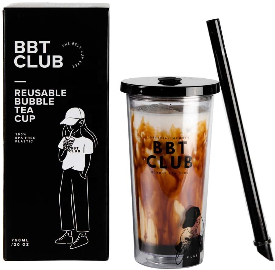 Лидер продаж на Amazon, чайные чашки boba с двойной стенкой с индивидуальным логотипом, 24 унции